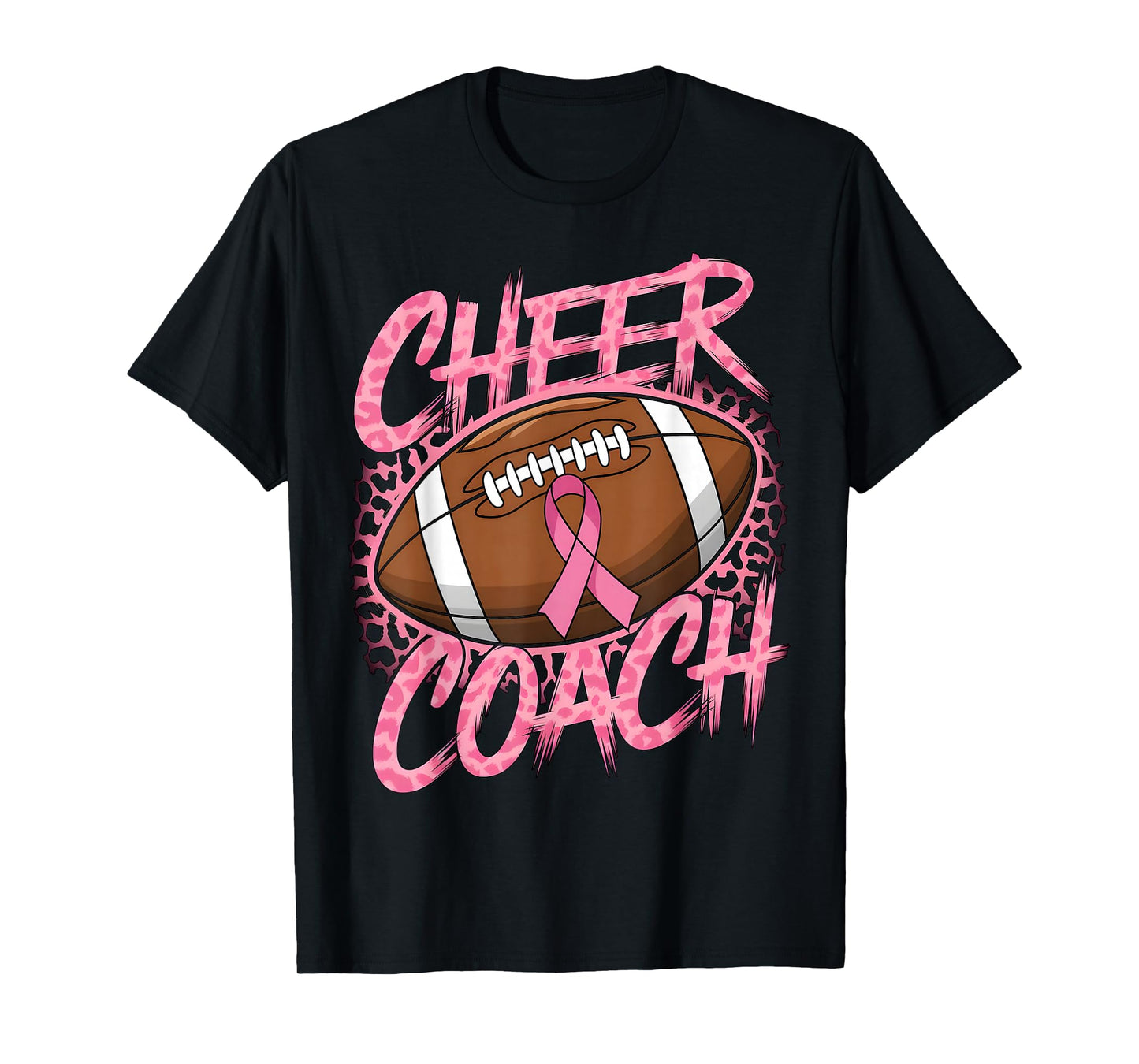 Football Cheer Coach Pink Ribbon Breast Cancer Awareness T-Shirt