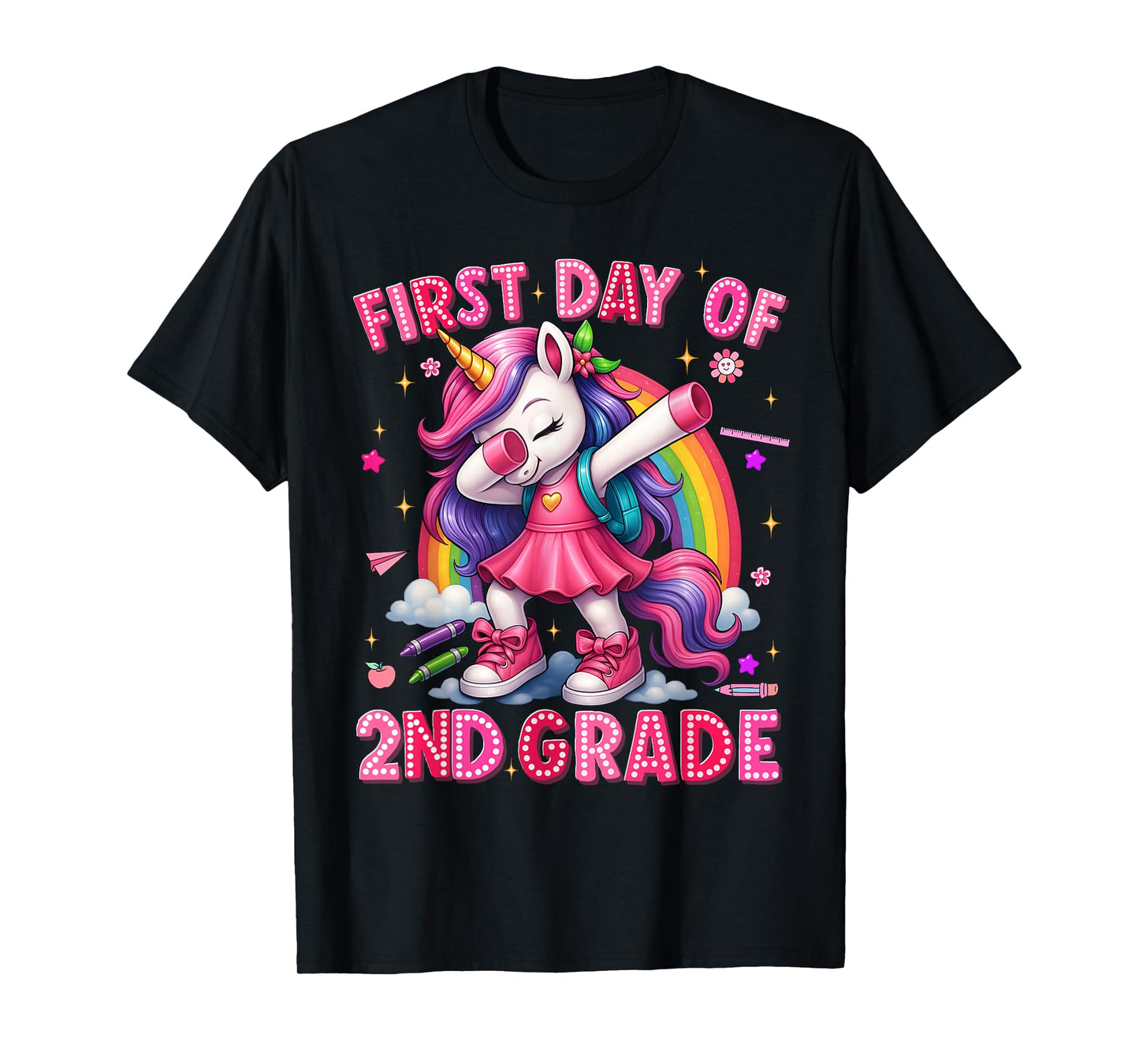 First Day Of 2nd Grade Unicorn Back To School Girls Outfits T-Shirt