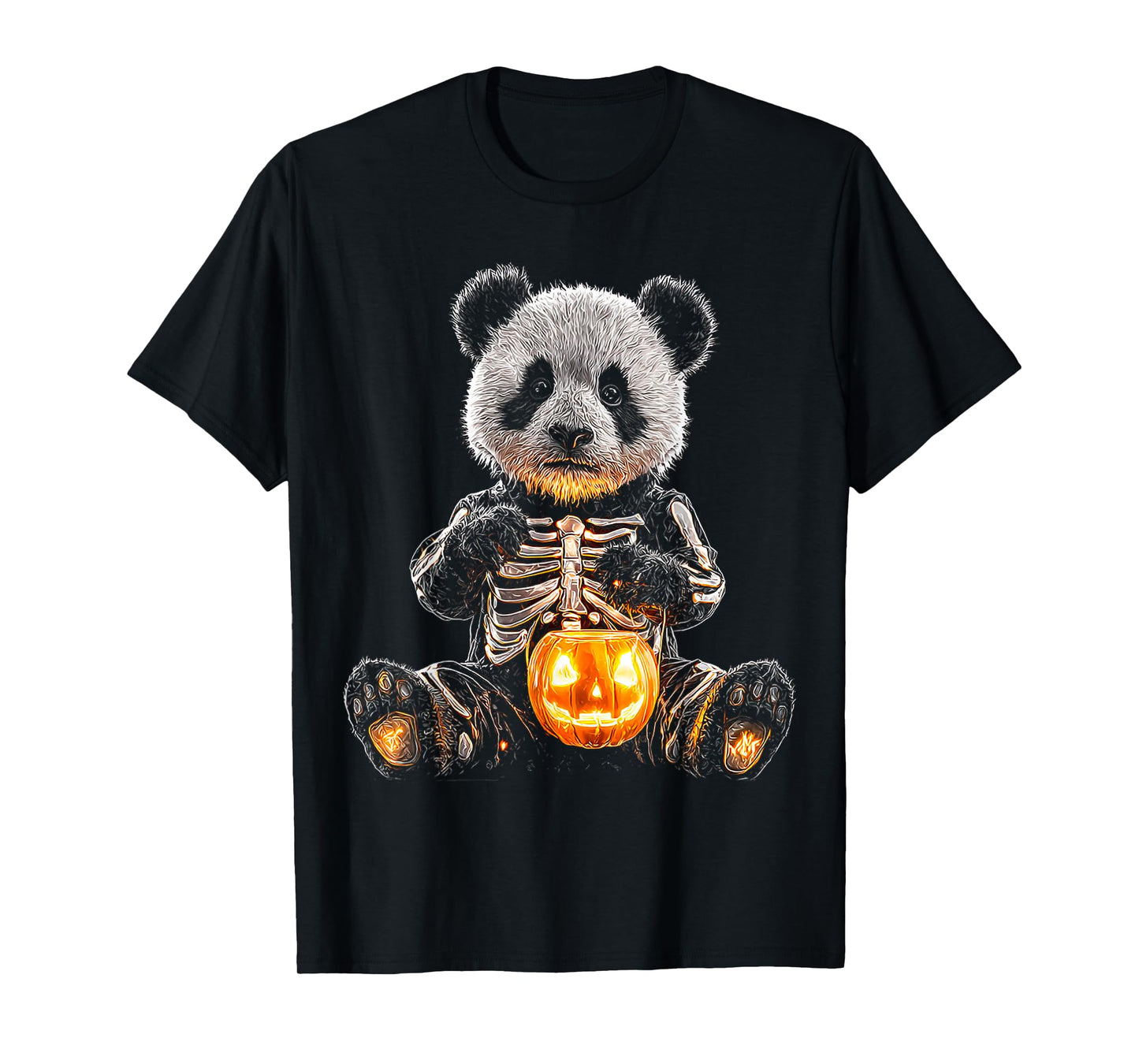 Halloween Panda Skeleton with Pumpkin Animal Halloween T-Shirt