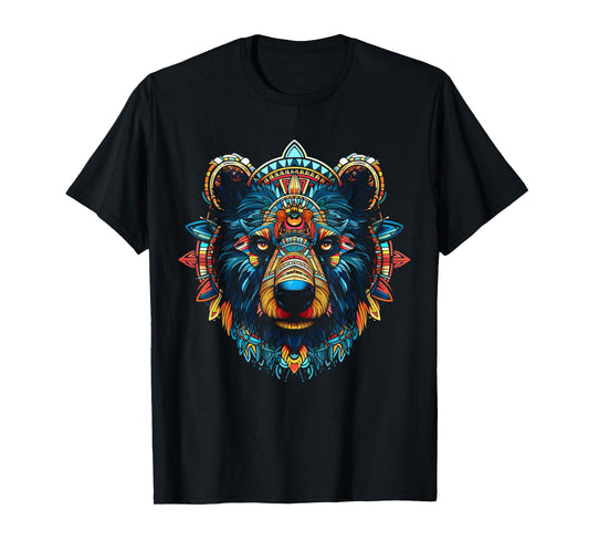 Bear Mandala Artwork Animal Art Colourful Bear T-Shirt
