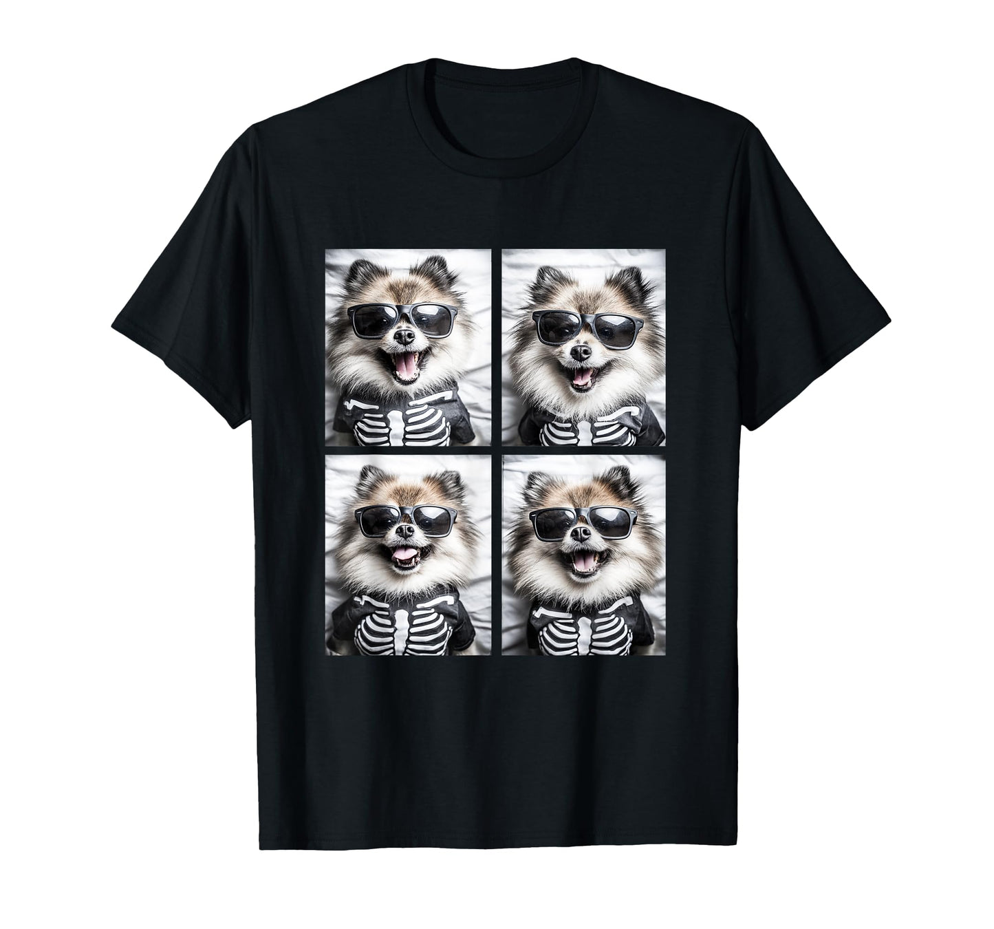 Pomeranians with Sunglasses Halloween Skeleton Costume Pome T-Shirt