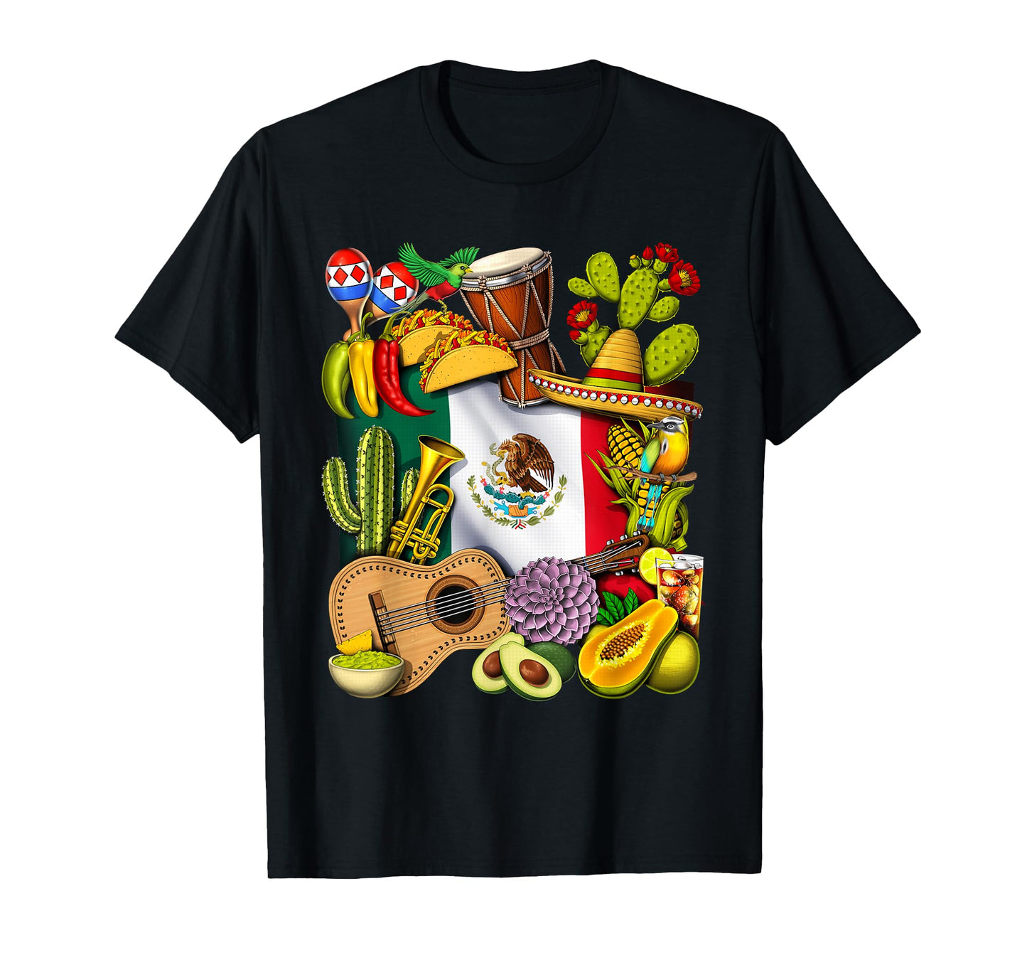 Mexico Mexican Flag Mexican Heritage Cinco de Mayo Fiesta T-Shirt