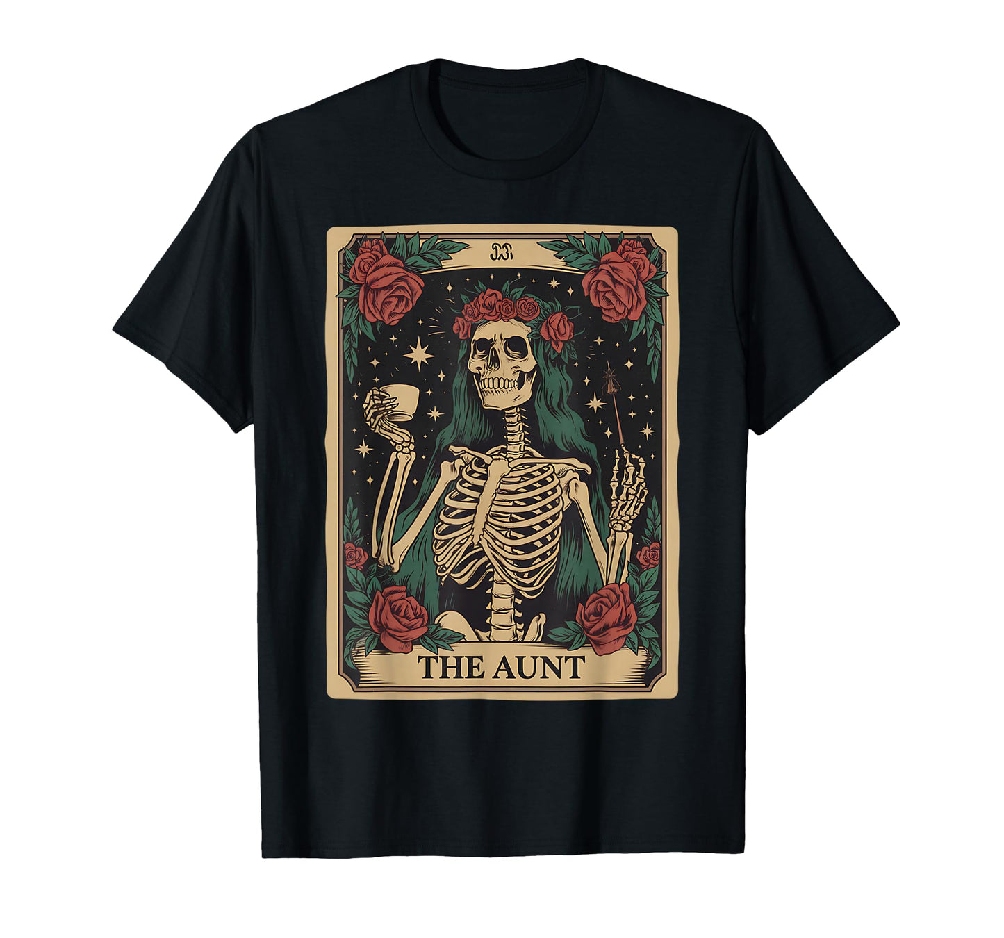 The Aunt Tarot Card Women Skeleton Aunty Coffee Halloween T-Shirt