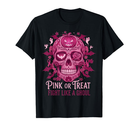 October Pink, Halloween Breast Cancer Awareness Ribbon T-Shirt