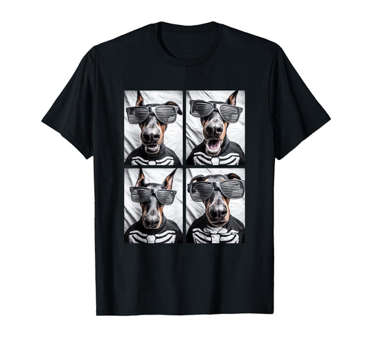 Dobermans with Sunglasses Skeleton Costume Halloween Dogs T-Shirt