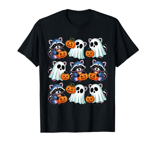 Cute Ghost Raccoon Funny Halloween Costumes Raccoon Lover T-Shirt