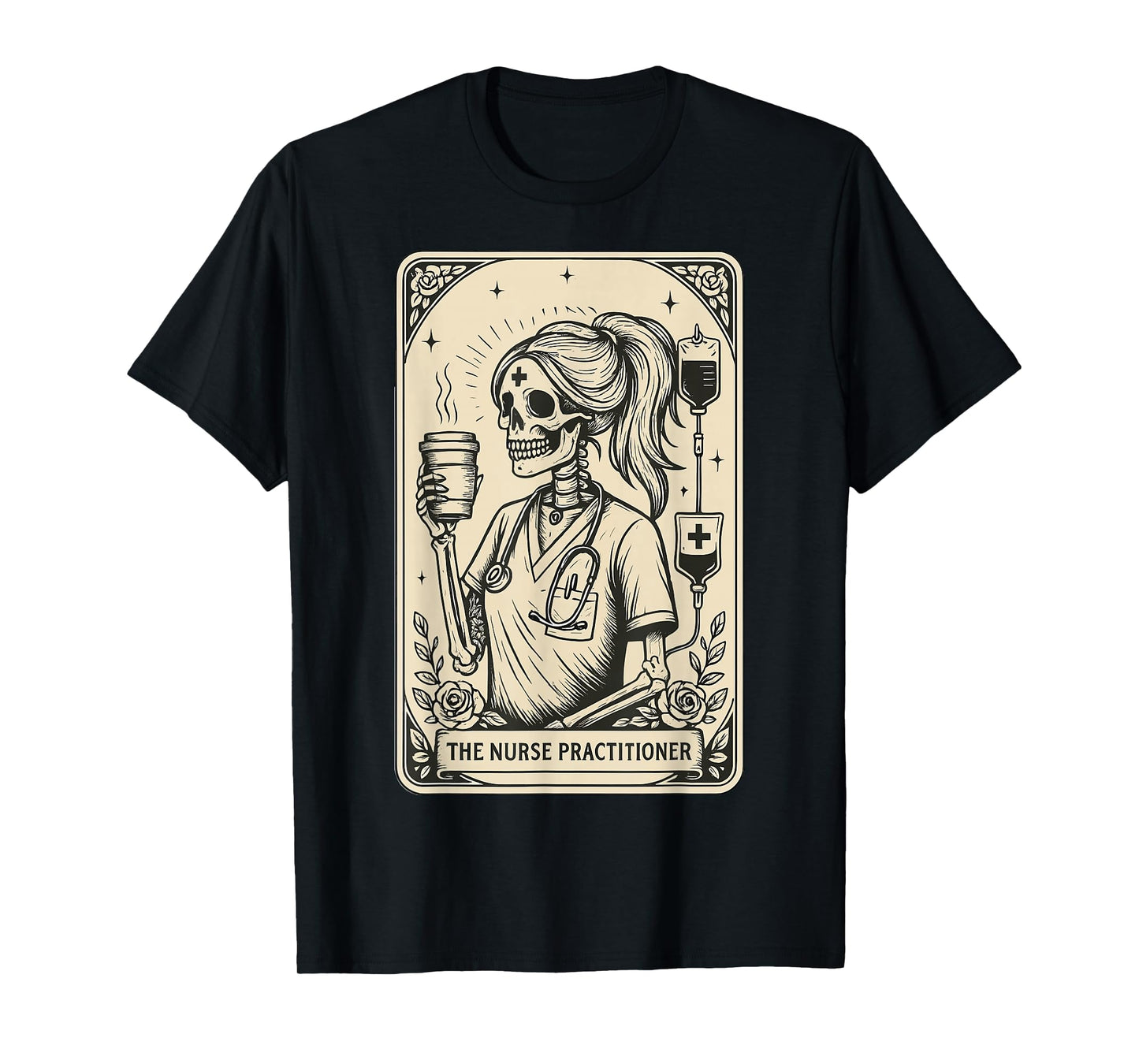 Nurse Practitioner Tarot Witch Skeleton Halloween T-Shirt
