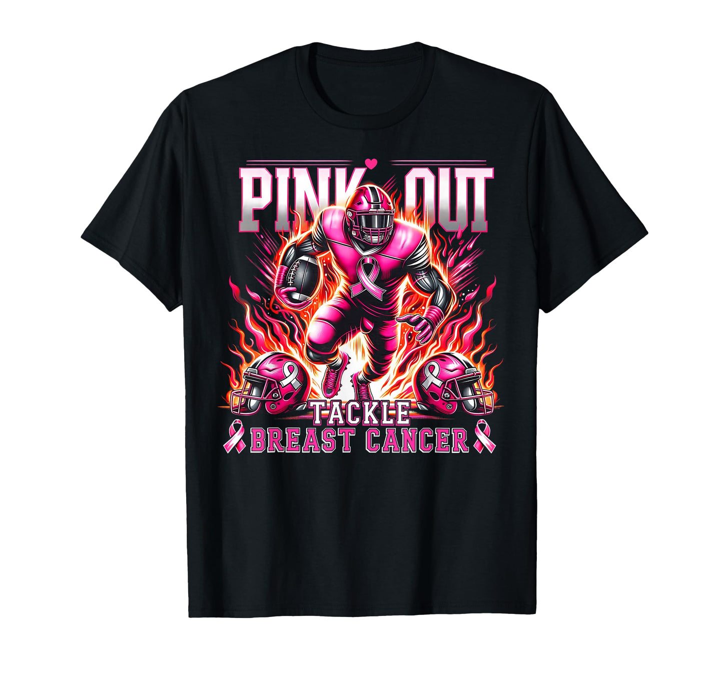 Football Pink Out Tackle Breast Cancer Awareness Men Women T-Shirt