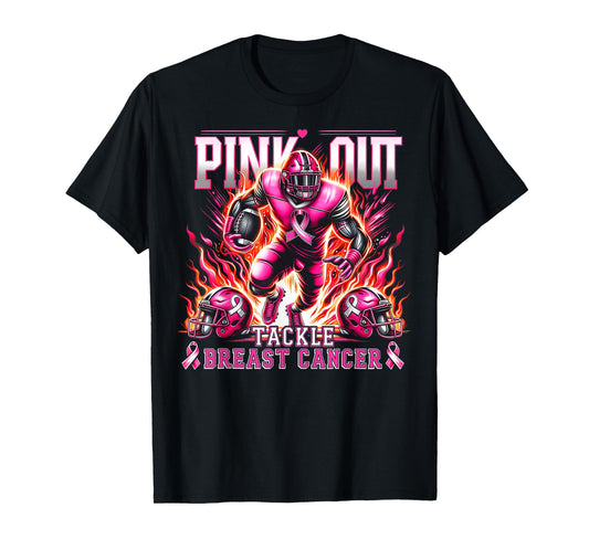 Football Pink Out Tackle Breast Cancer Awareness Men Women T-Shirt