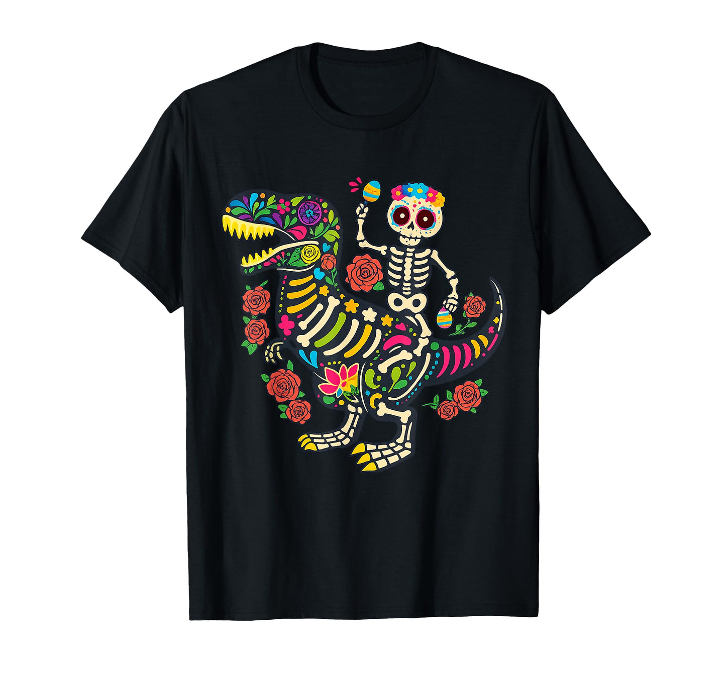 Mexican Dia De Los Muertos Skeleton Dinosaur Gifts Kids T-Shirt