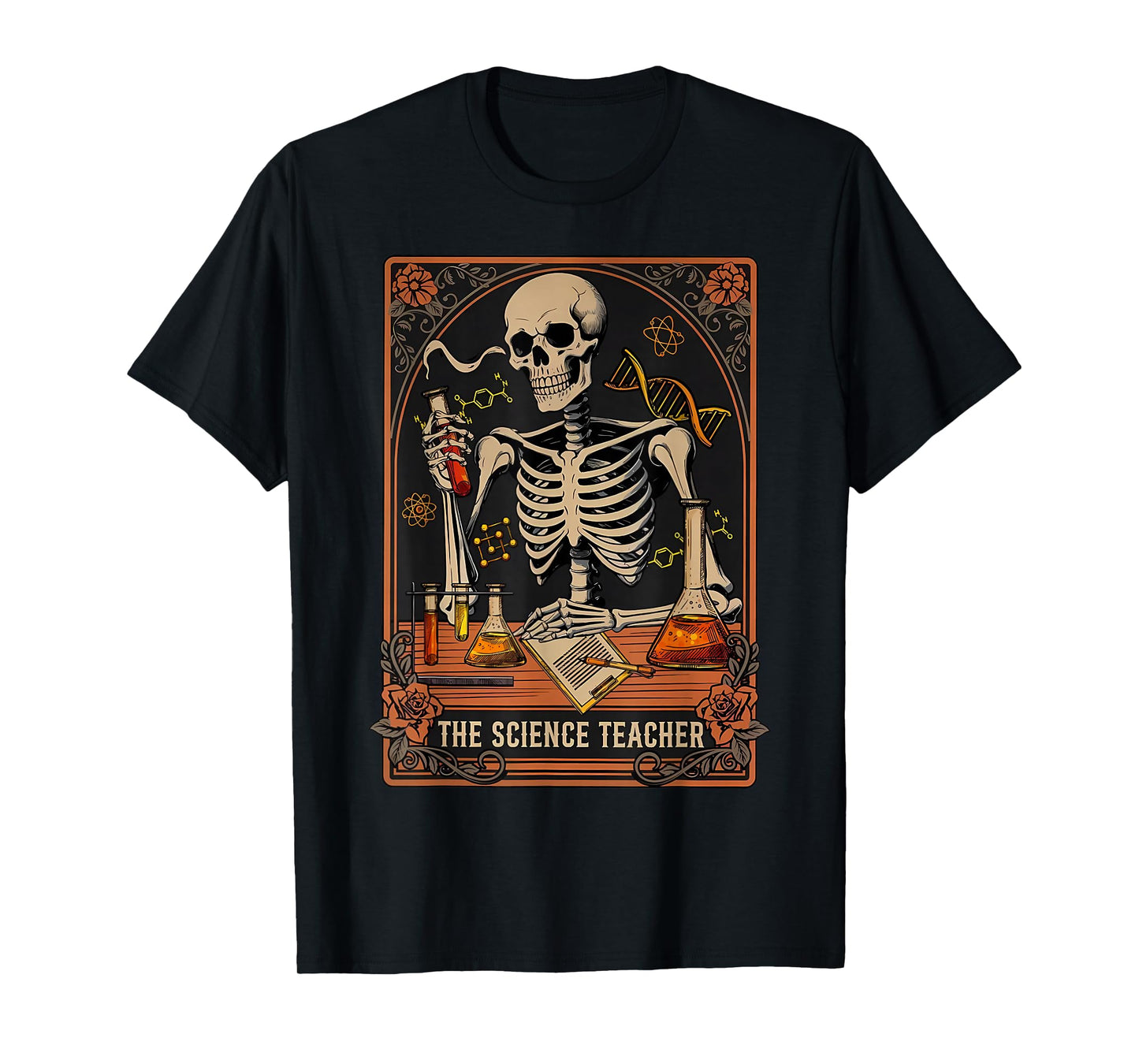 Science Teacher Tarot Card Skeleton Halloween Scientist STEM T-Shirt