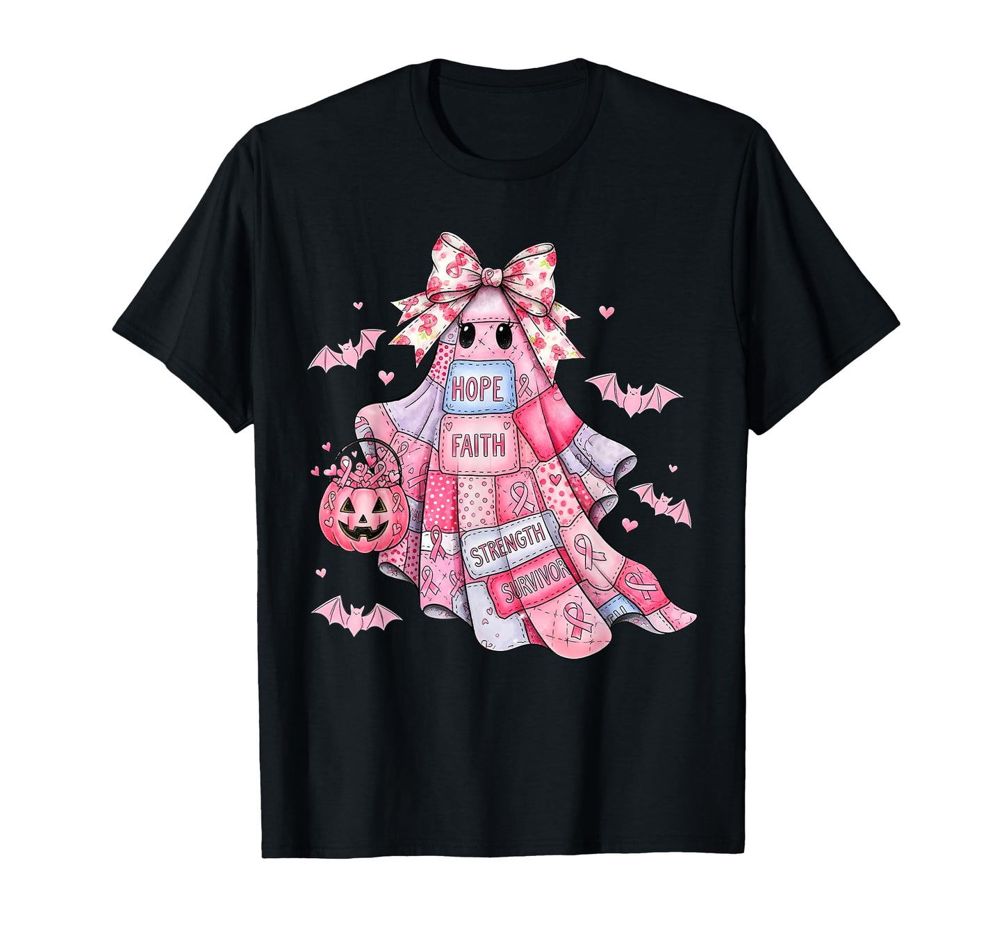 Breast Cancer Denim Pumpkin October We Wear Pink Halloween T-Shirt