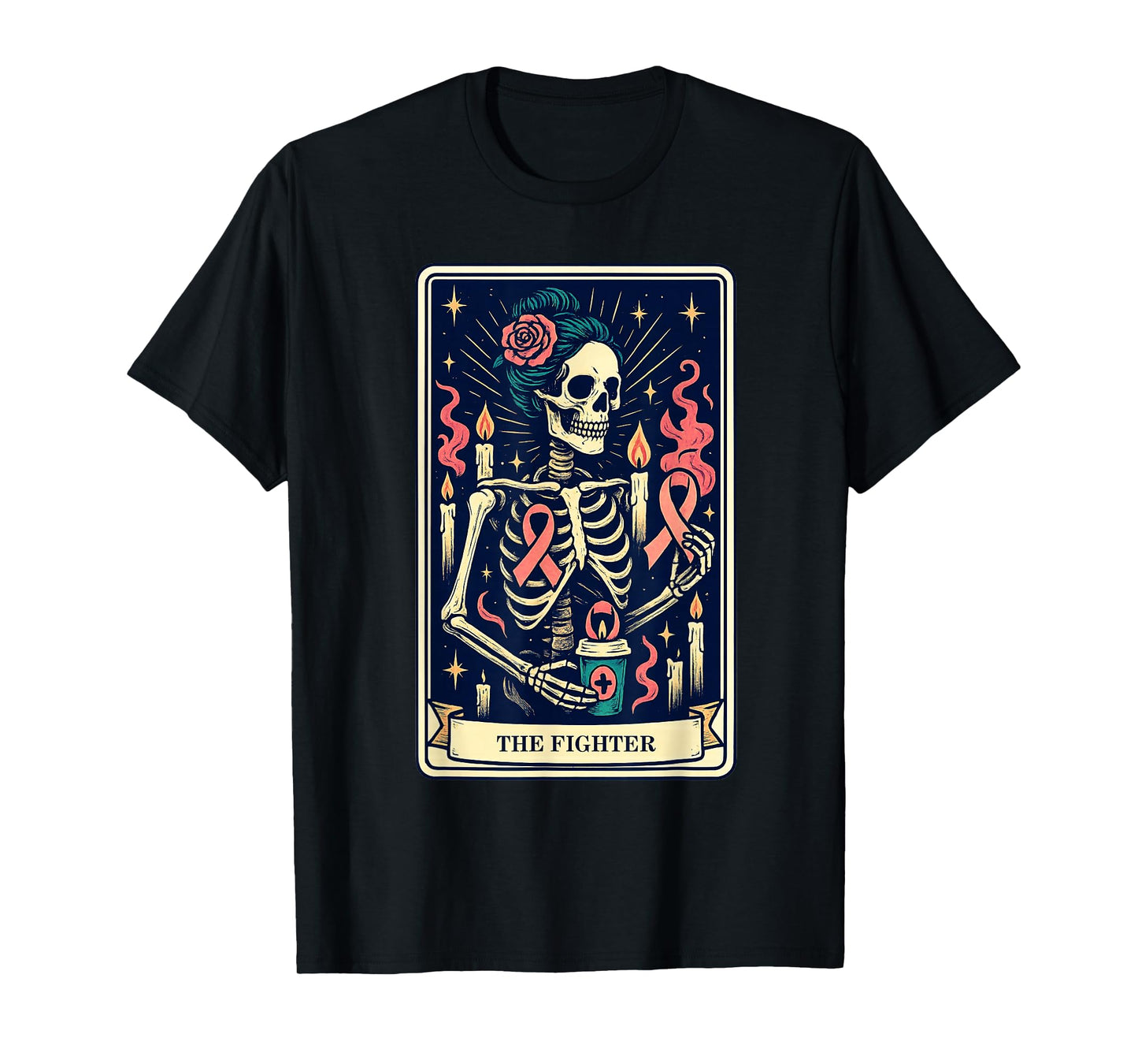 Pink Ribbon The Fighter Tarot Card Awareness T-Shirt