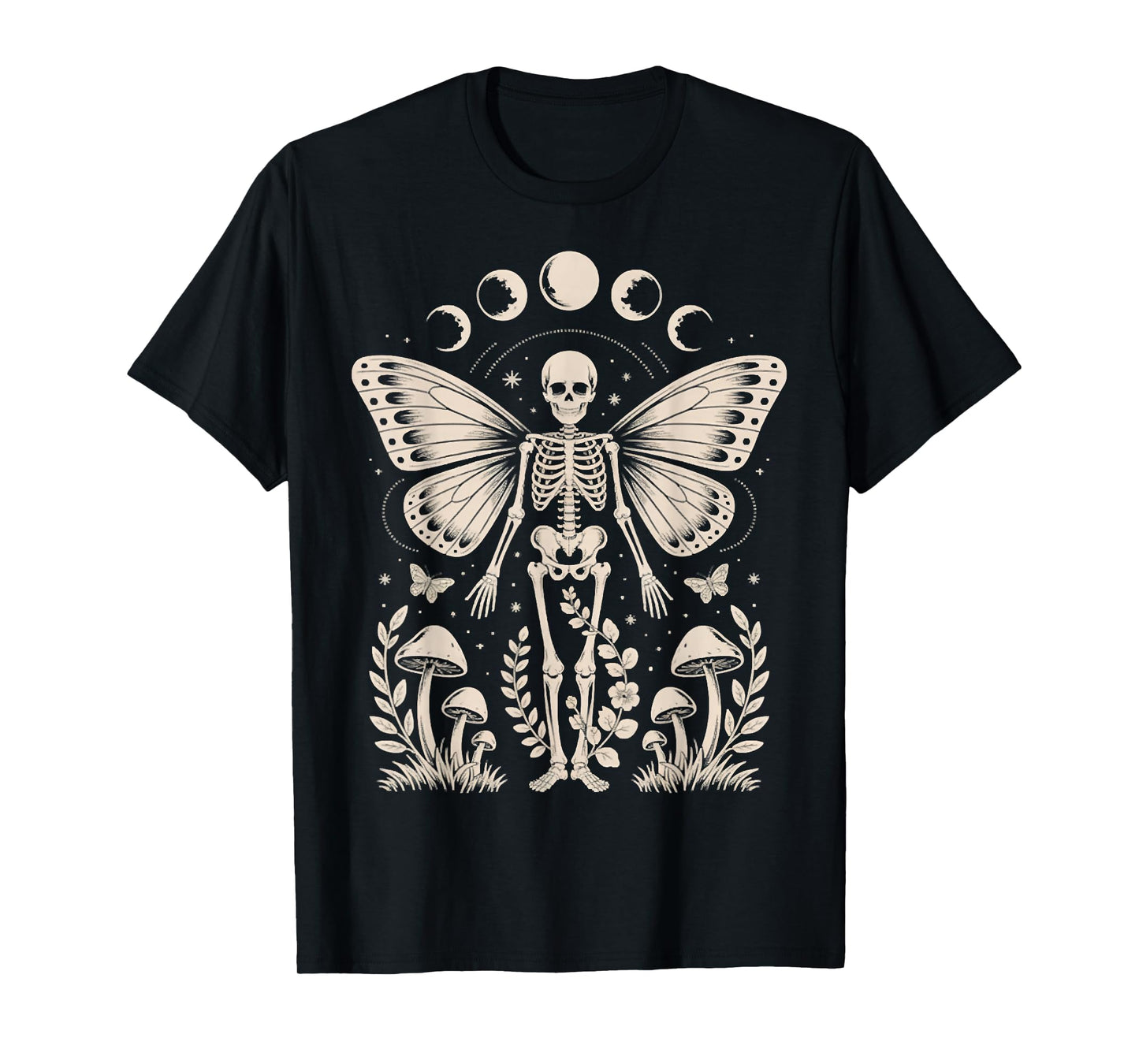 Skeleton Fairy Witchy Occult Moon Phases Mushrooms Outfit T-Shirt