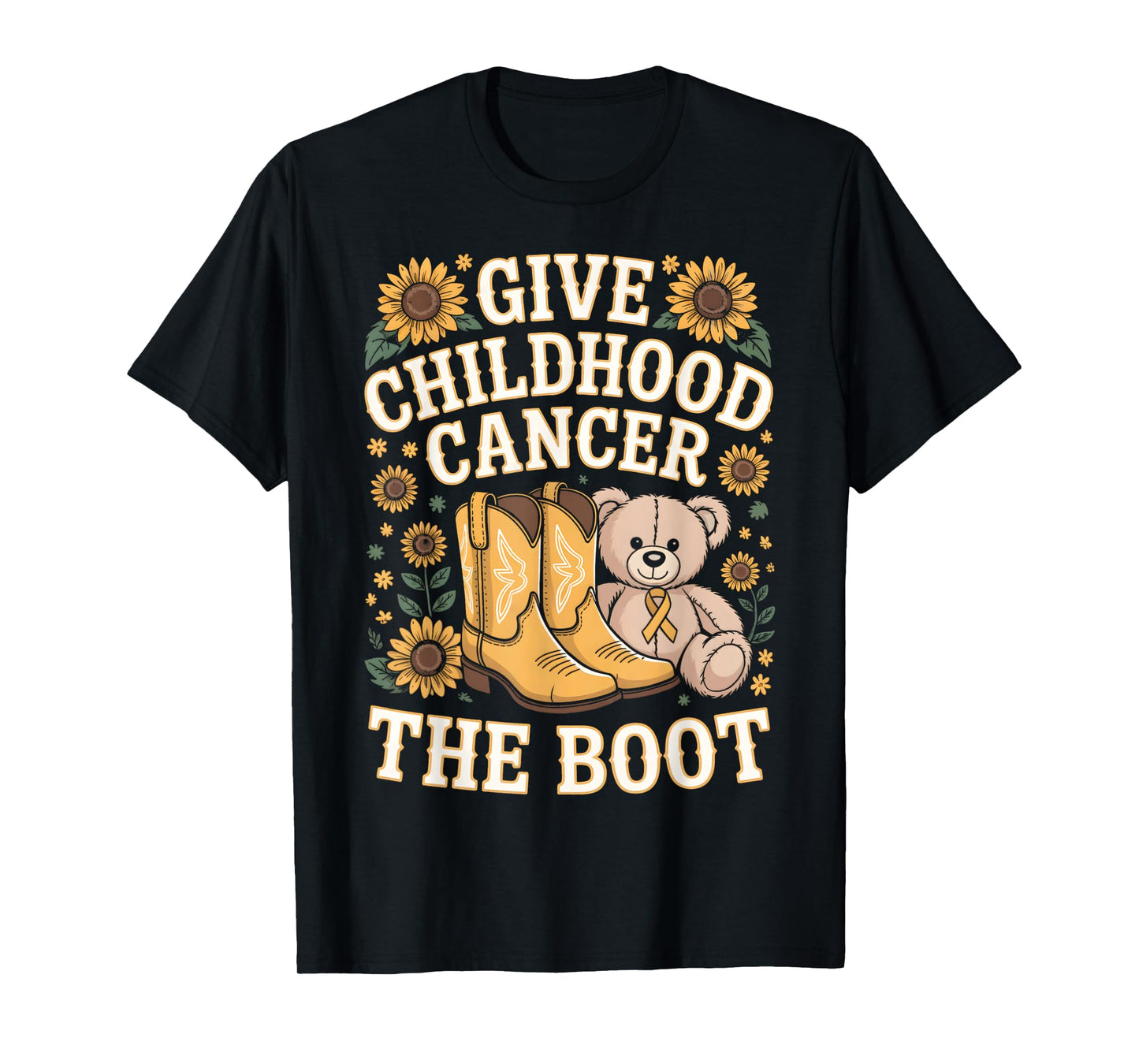 Childhood Cancer Awareness Shirt – Gold Ribbon Sunflower T-Shirt