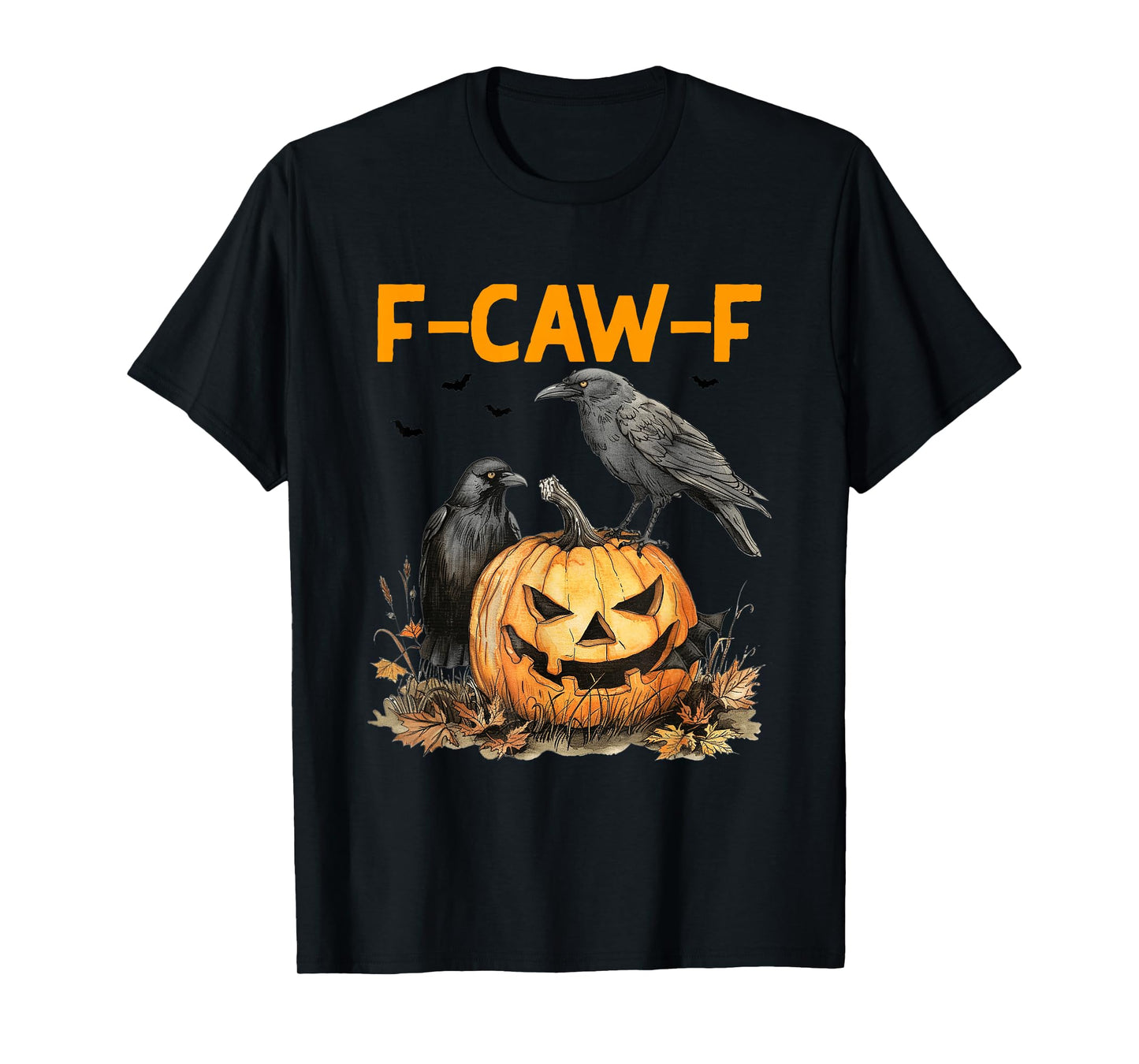 F-Caw-F Black Crow Bird Pumpkin Moon Halloween Costume T-Shirt