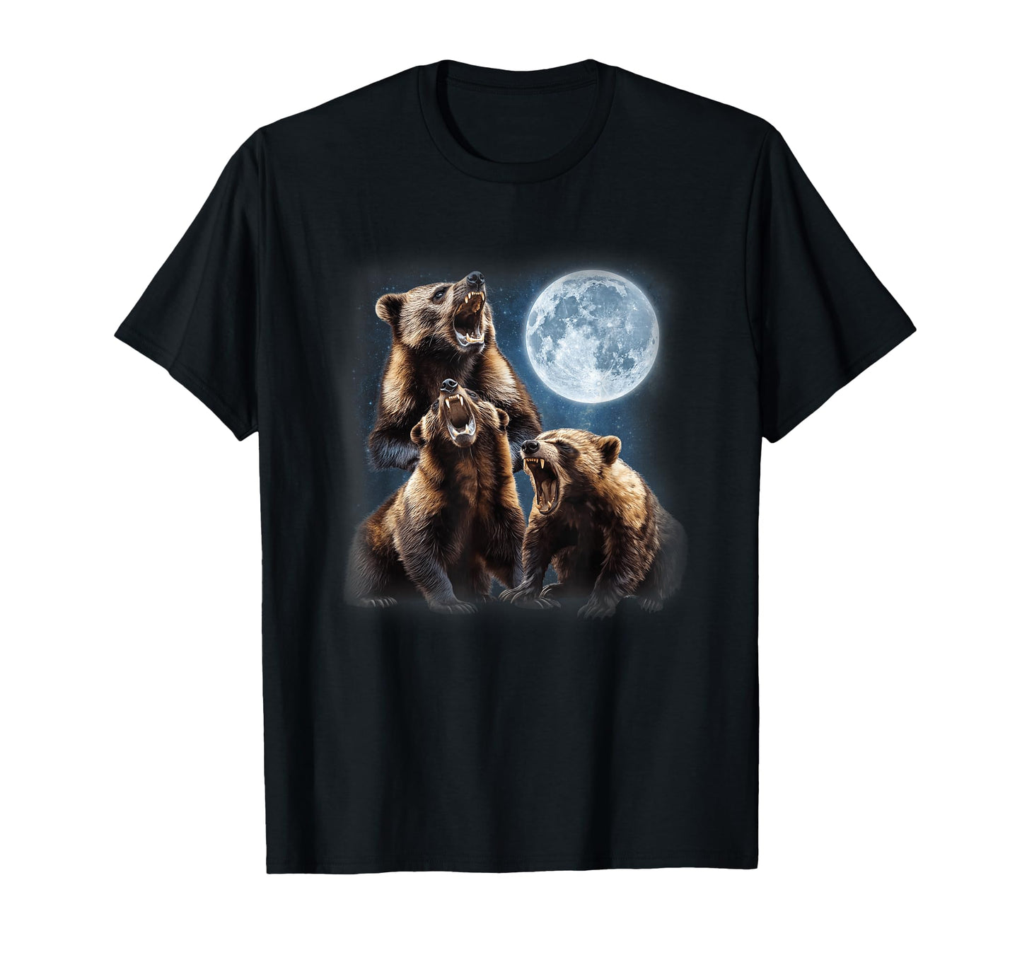 3 Wolverines Howling at the Moon Carcajou Badger Animal T-Shirt