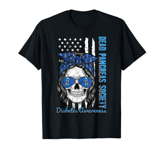 Dead Pancreas Society Diabetes Awareness US Flag T-Shirt