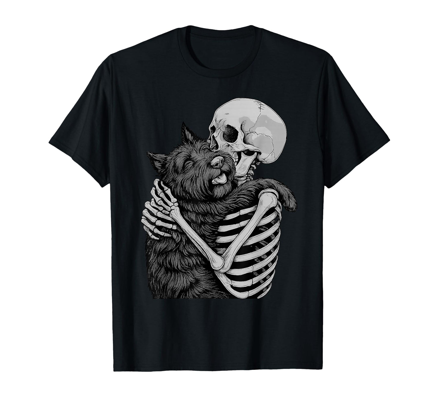 Scottish Terrier Skeleton Hug Halloween Dog Lover T-Shirt