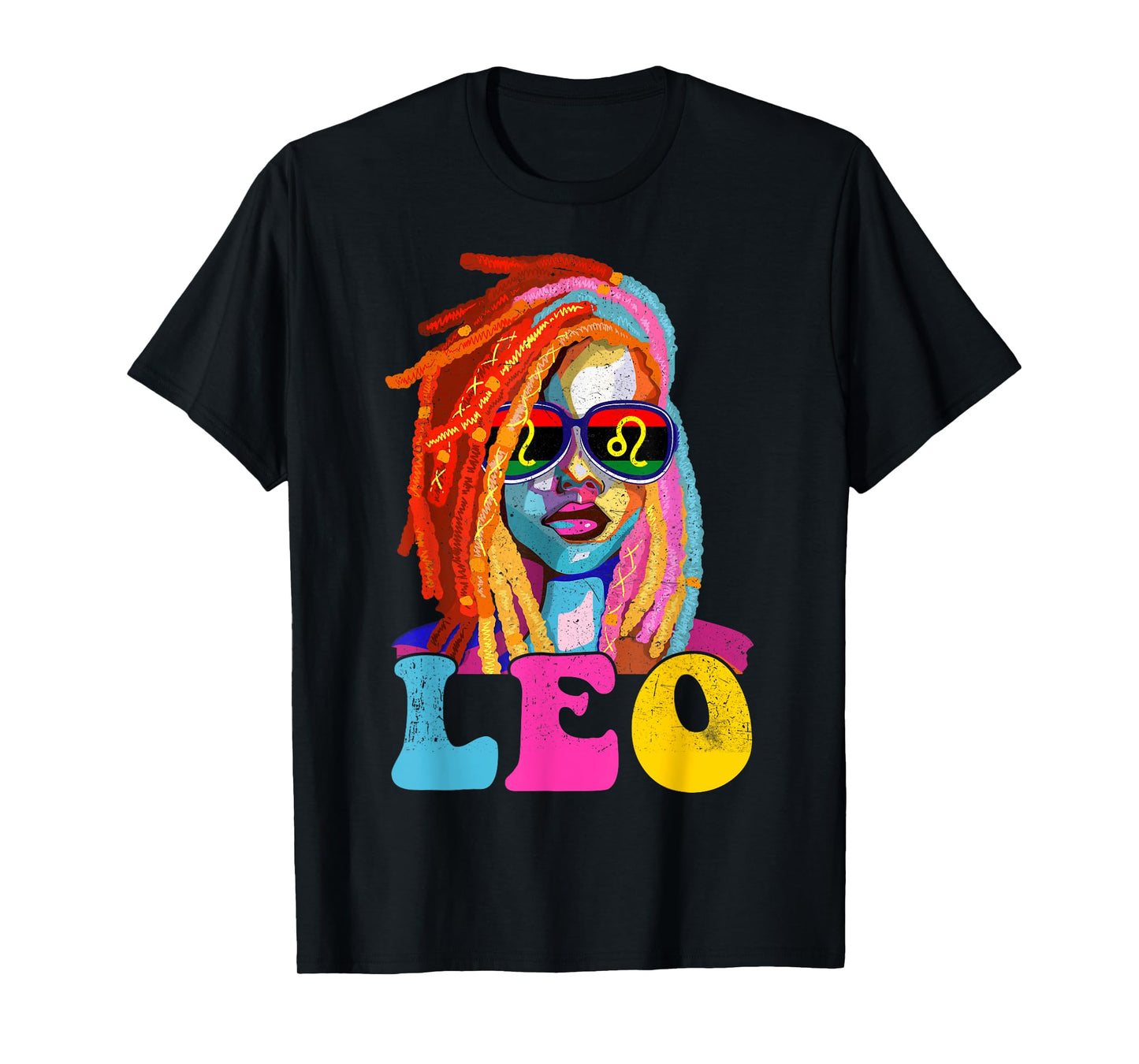 Leo Queen African American Loc'd Women Zodiac Sign T-Shirt