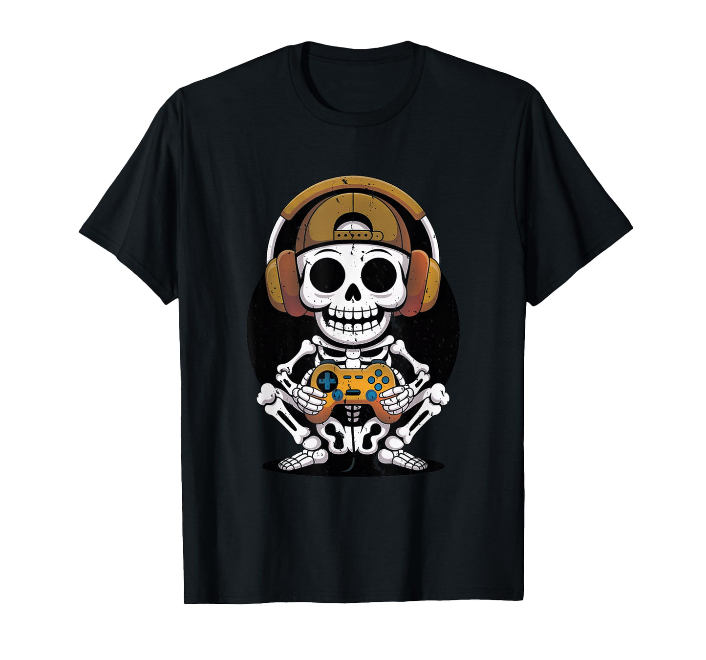 Halloween Skeleton Gamer Video Gaming Boys Men Kids Tees T-Shirt