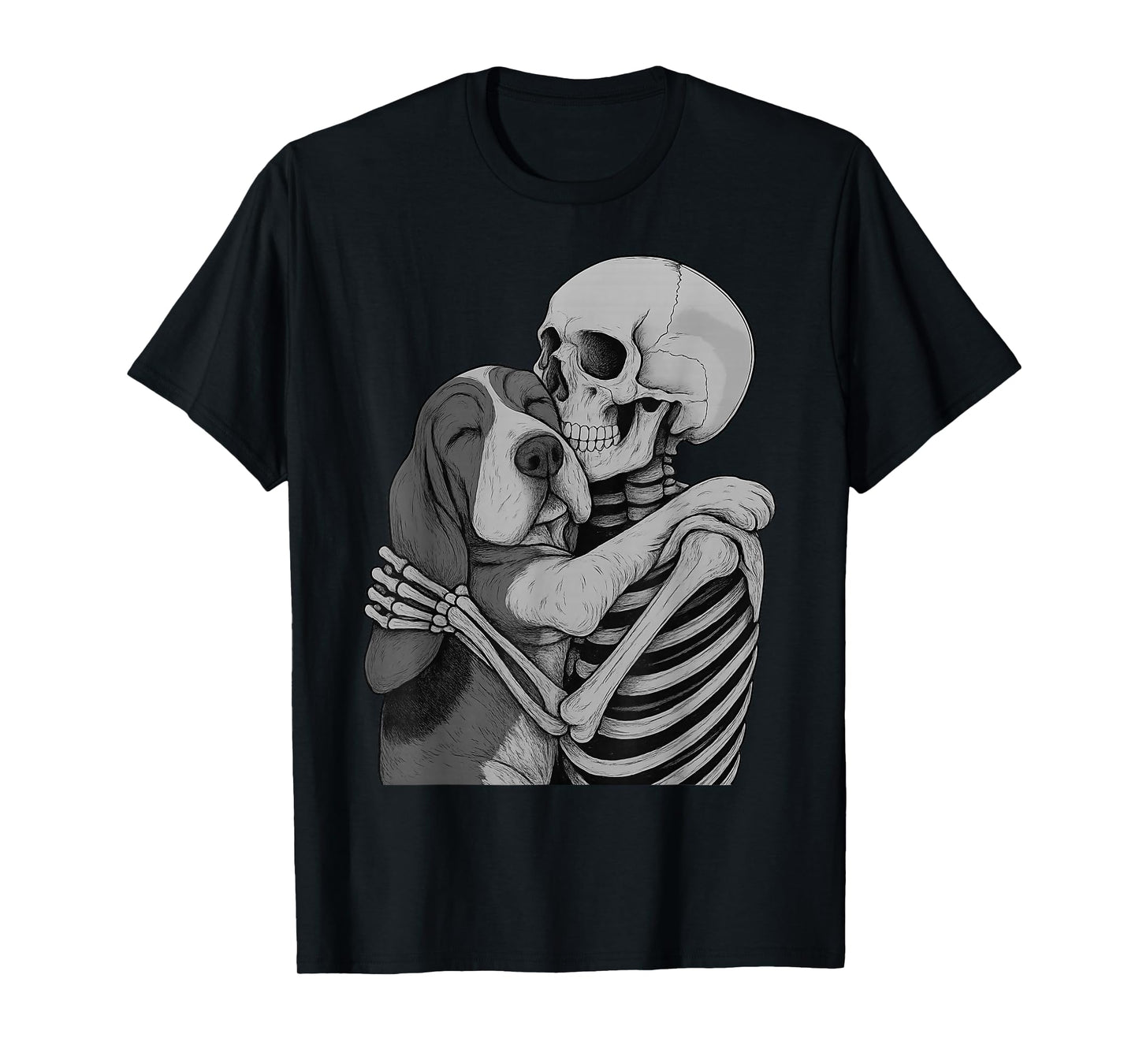 Basset Hound Skeleton Hug Halloween Dog Lover T-Shirt