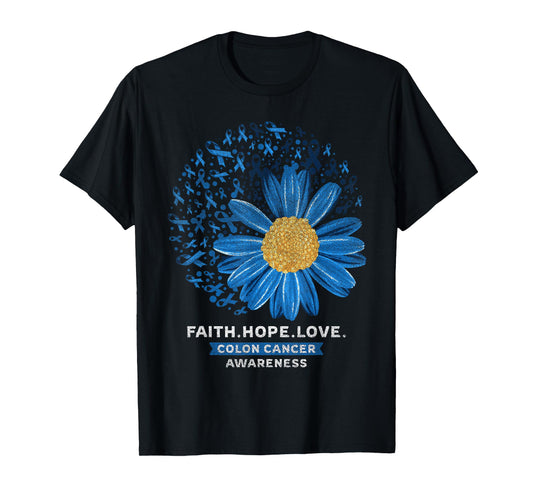 Colon Cancer Awareness Colonoscopy Sunflower Gift Mom Dad T-Shirt