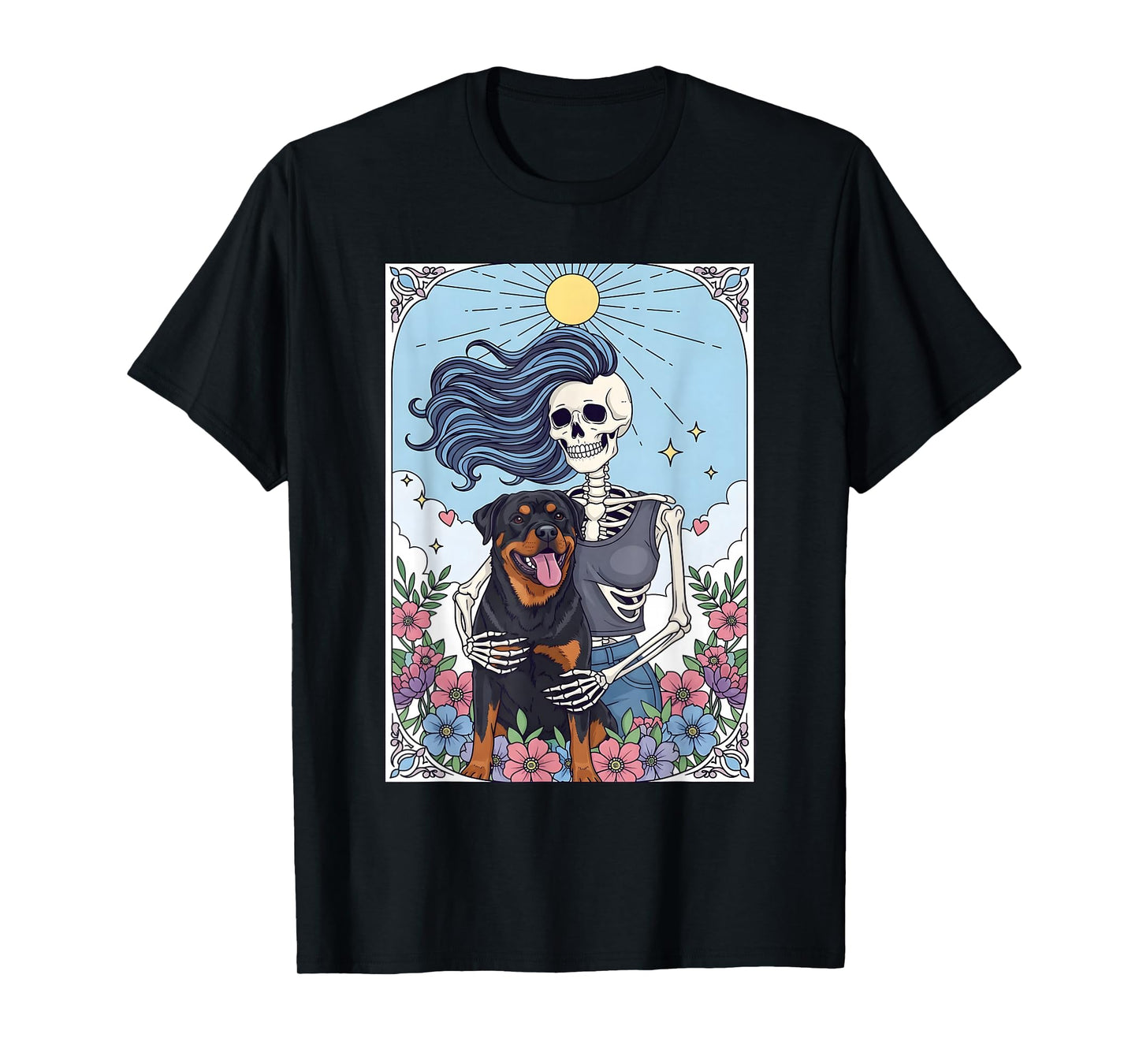 Rottweiler Dog Tarot Card Halloween Costume Skeleton T-Shirt