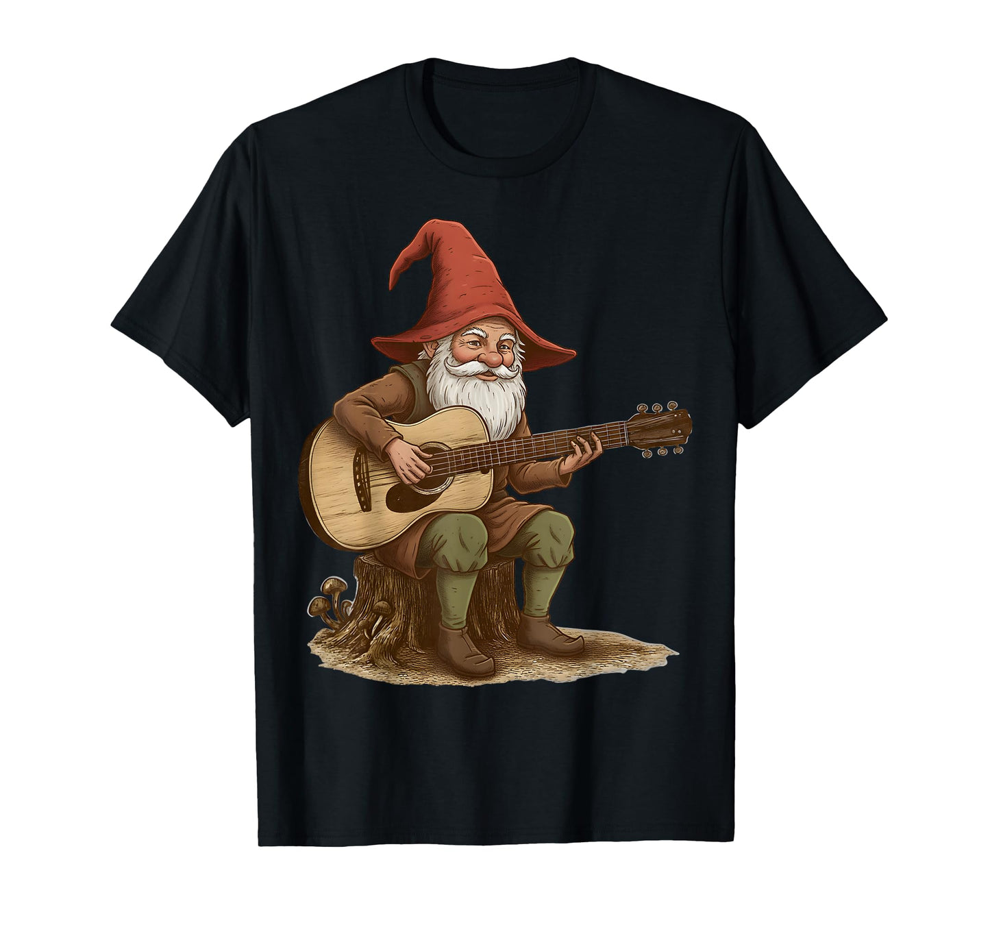 Cute Gnome Playing Guitar Design for Music Fans T-Shirt