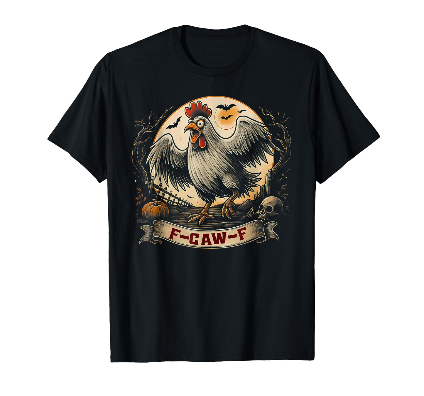Funny F-Caw-F Chicken Halloween Spooky Chicken F-Caw-F Meme T-Shirt