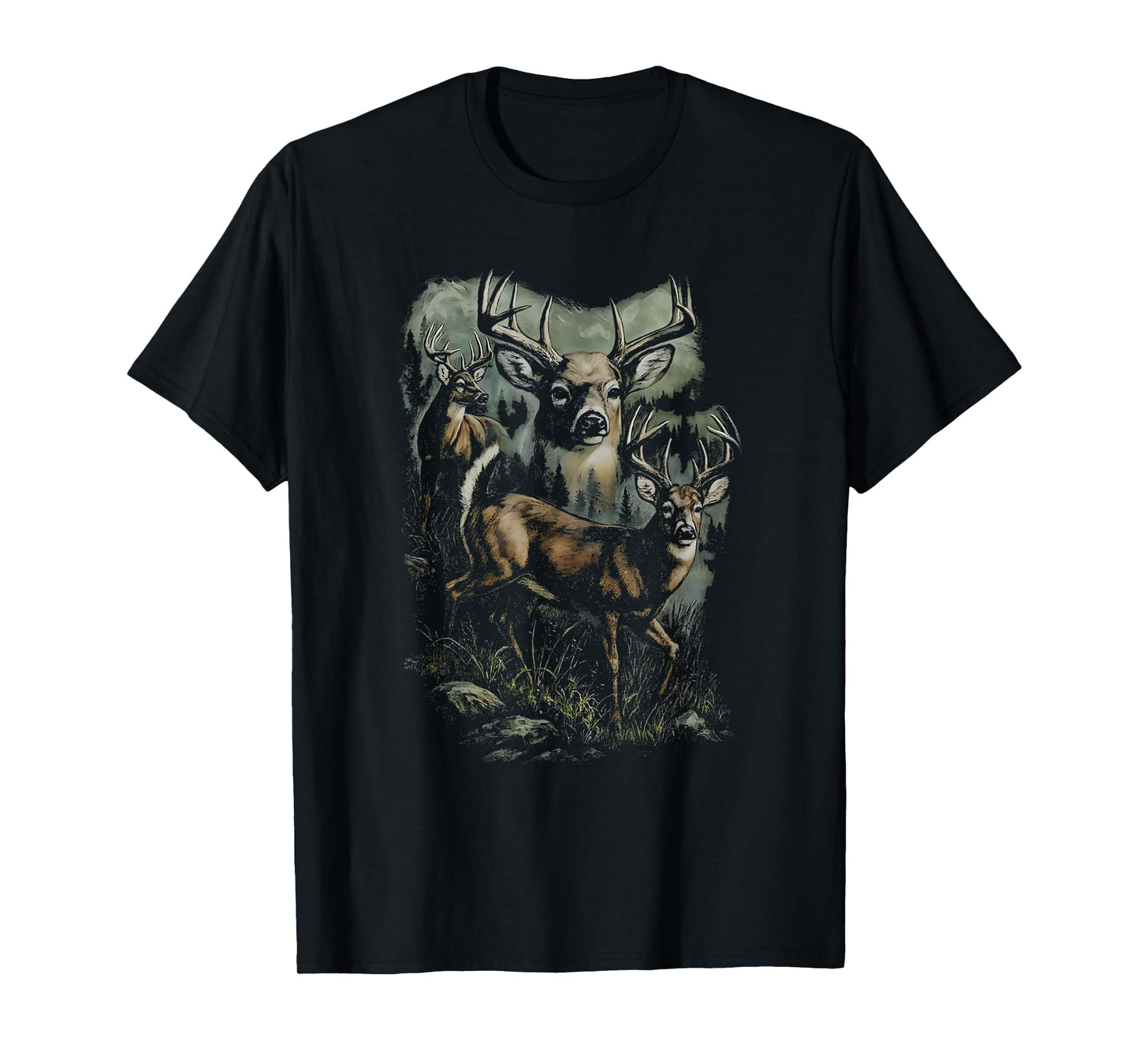 Retro Funny Hunter Deer Faded Nature Vintage Deer 90s Cute T-Shirt