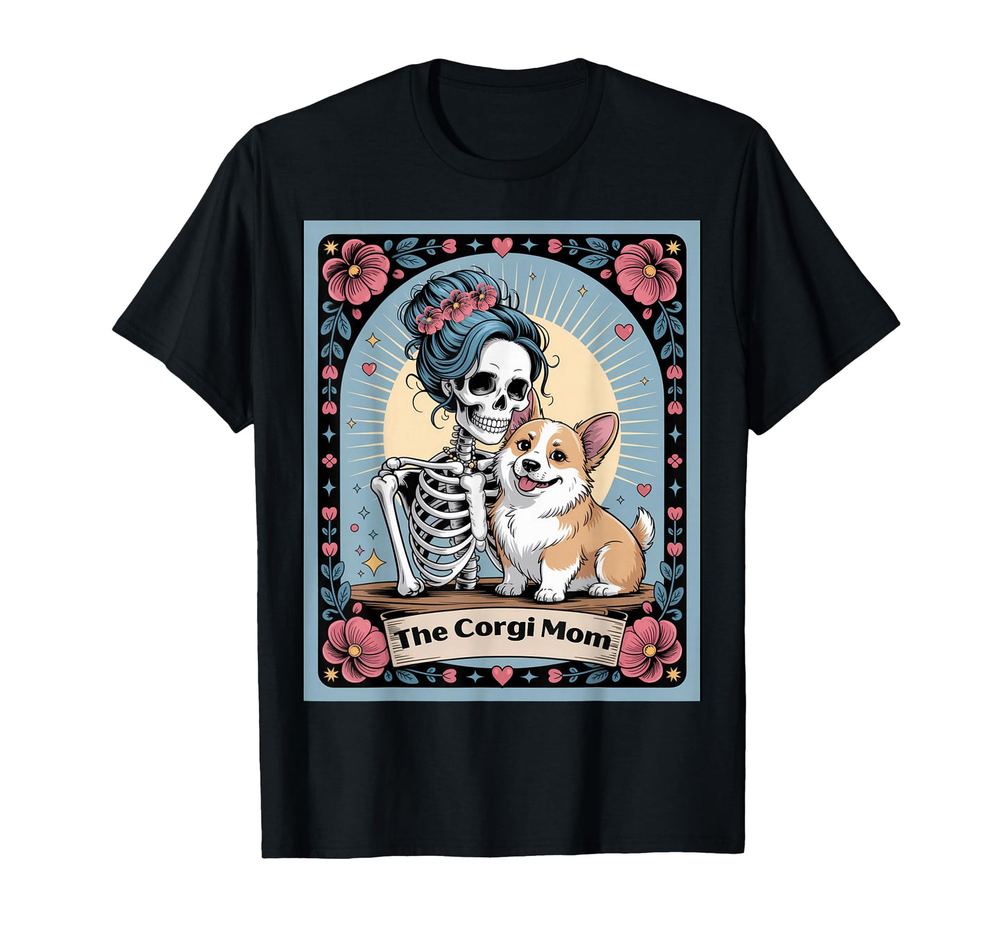 Funny Corgi Mom Skeleton Halloween Spooky Dog Lover Graphic T-Shirt