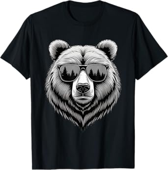 Bear with Sunglasses and Forest Reflection T-Shirt