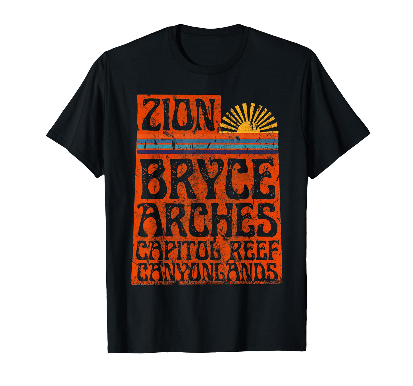 Utah National Parks Zion Arches Bryce Canyonlands State Map T-Shirt