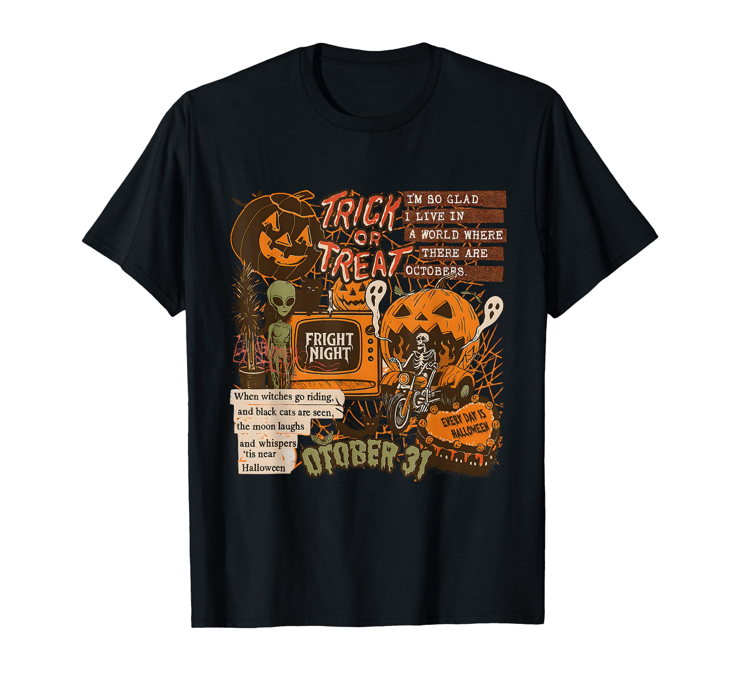 Grunge Retro Halloween Collage October 31 Artwork T-Shirt
