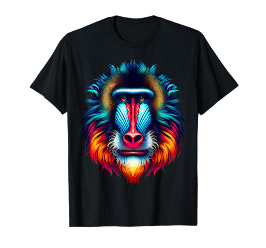 Cool Mandrill Monkey Spirit Animal Illustration Tie Dye Art T-Shirt