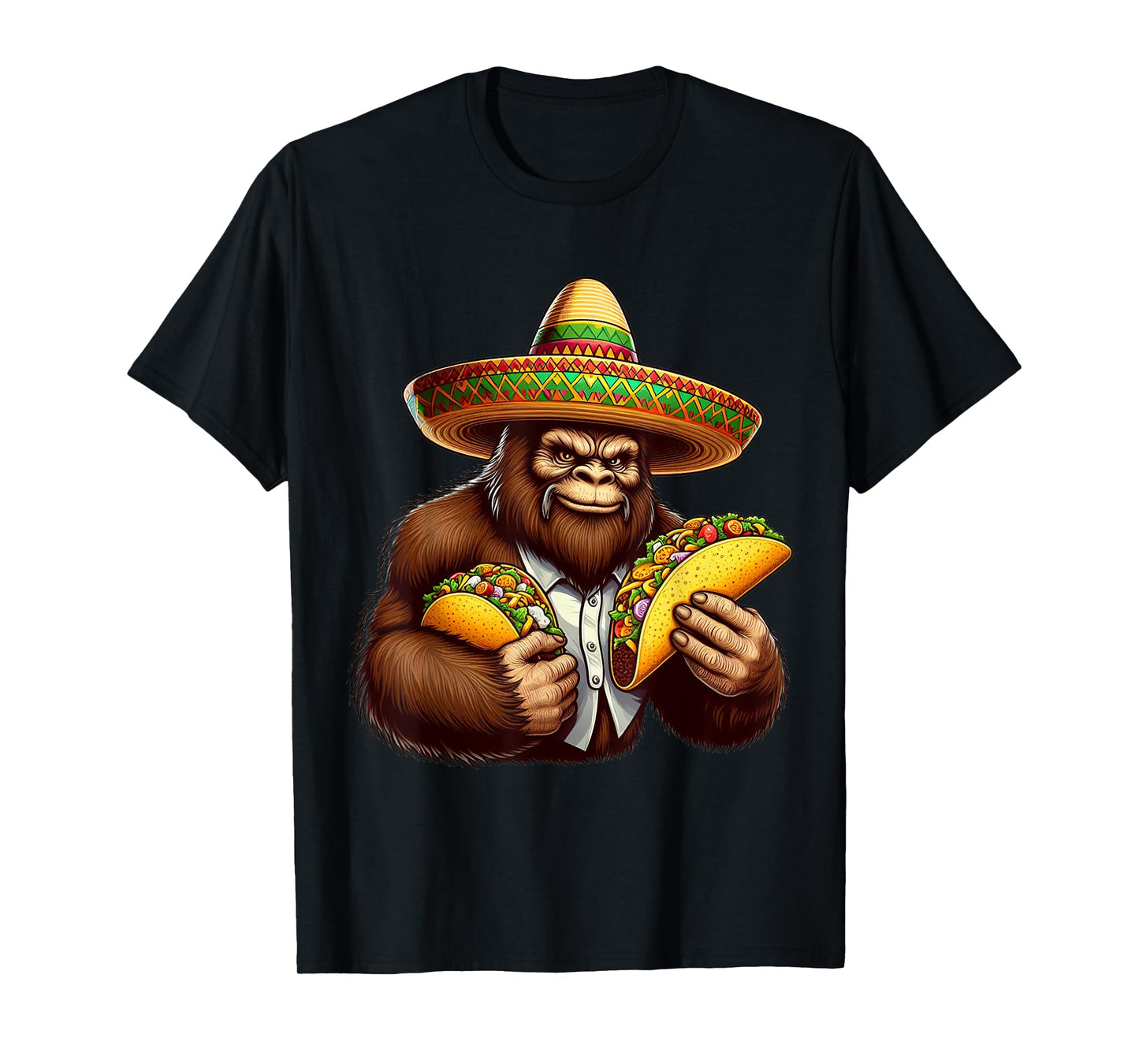 Bigfoot Carrying Taco Sombrero Cinco de Mayo Boy Men Squatch T-Shirt
