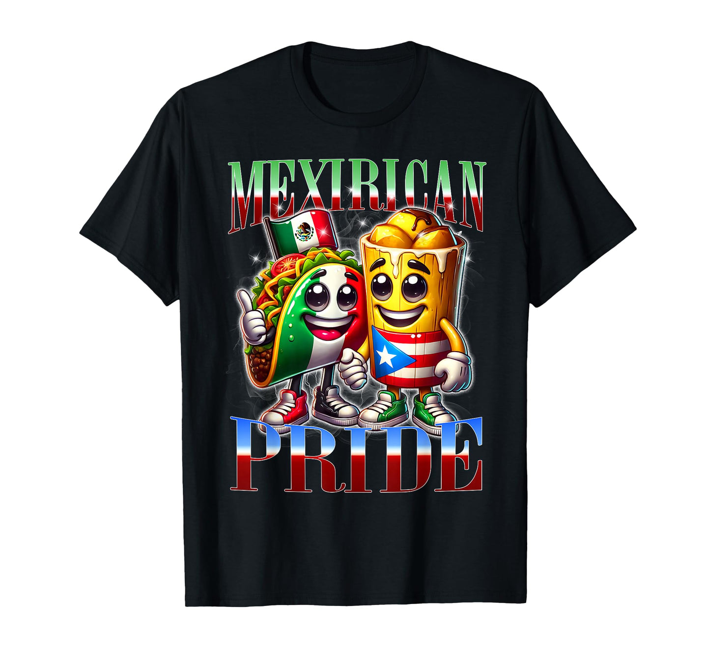 Mexirican Pride Mexican Puerto Rican Taco Drink Unity Design T-Shirt