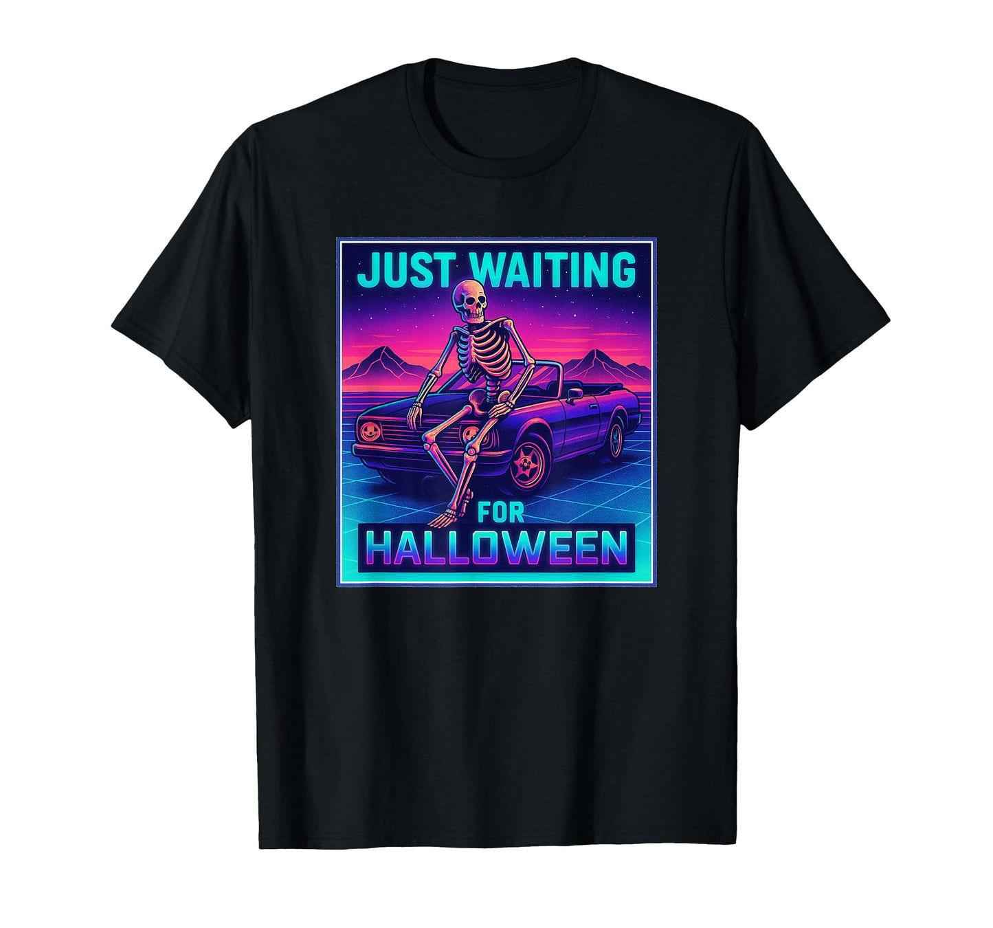 Skeleton Just Waiting for Halloween Spooky Summerween T-Shirt