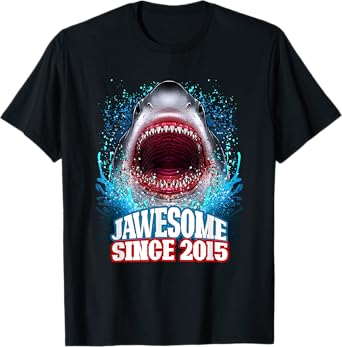 10th Birthday Jawesome Since 2015 Shark 10 Years Old T-Shirt