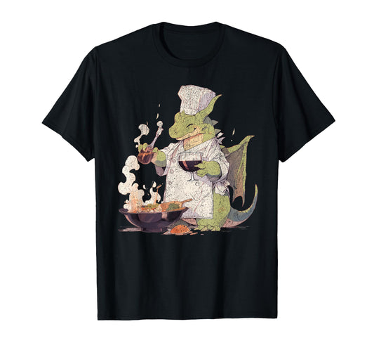 Dragon Chef Cute Cooking Baking Baker Fantasy Lover Book T-Shirt