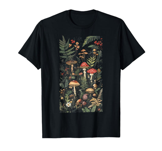 Cottagecore Mushrooms Forest Whimsical Art Woodland T-Shirt