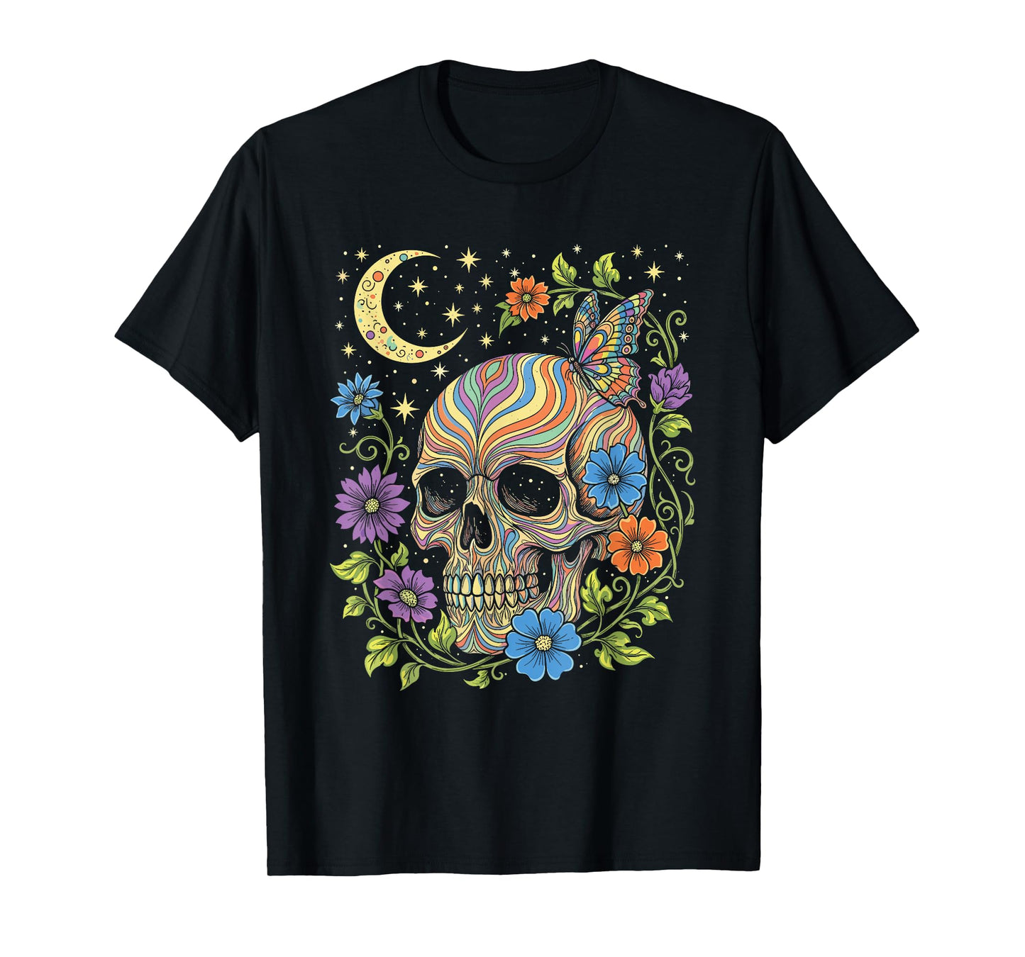 Colorful Skeleton Skull Halloween Costume Spooky T-Shirt