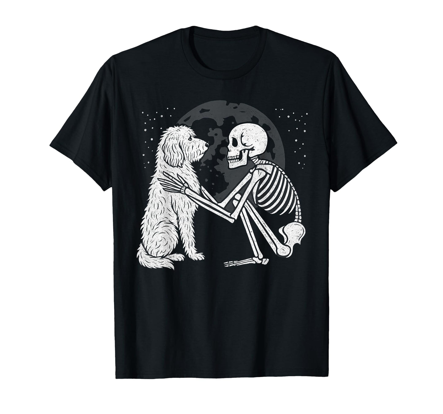Goldendoodle Skeleton Moon Halloween Dog Lover T-Shirt