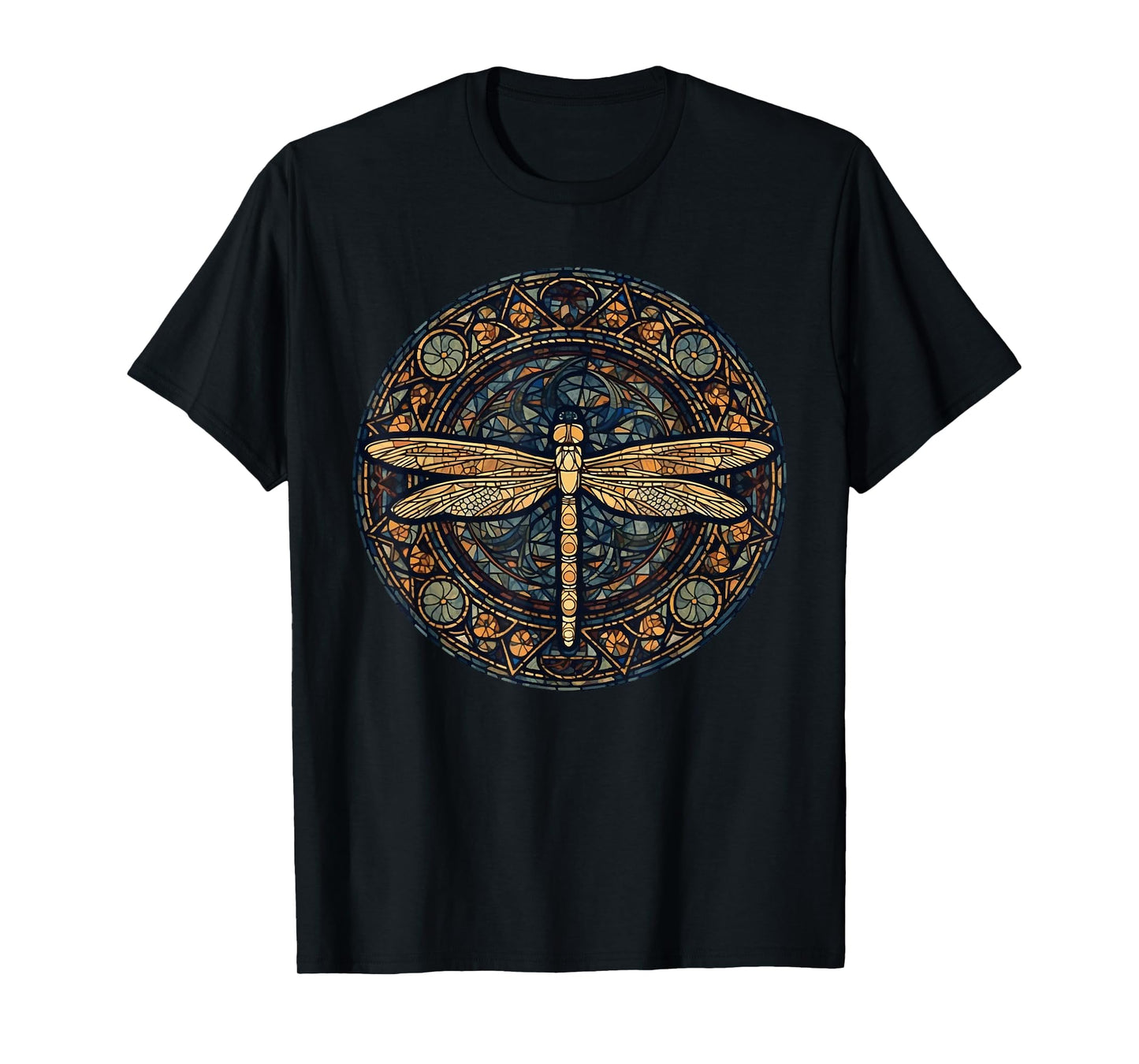 Magical Dragonfly Lover Stained Glass Graphic Design Art T-Shirt