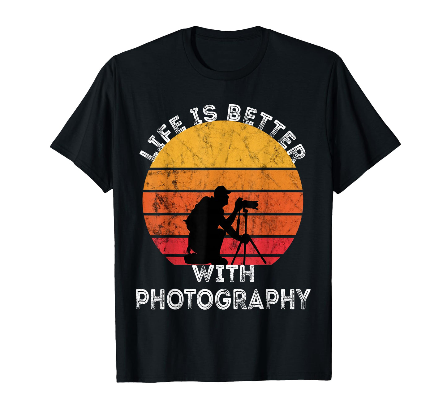 Photographer Camera Lover Retro Vintage Sunset Photography T-Shirt