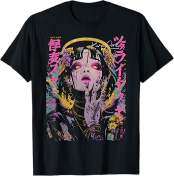 Japanese Streetwear Cyberpunk Angel Y2K Techwear Manga Anime T-Shirt