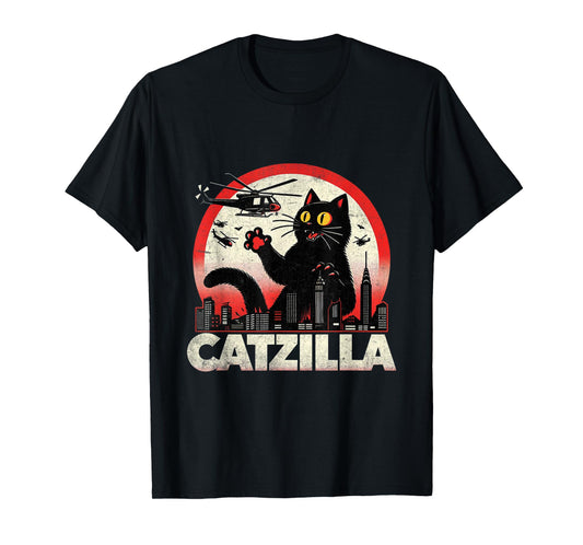 Retro Catzilla Cat Lovers Graphic Gifts Cat Mom Dad Catzilla Men Women Kids T-Shirt