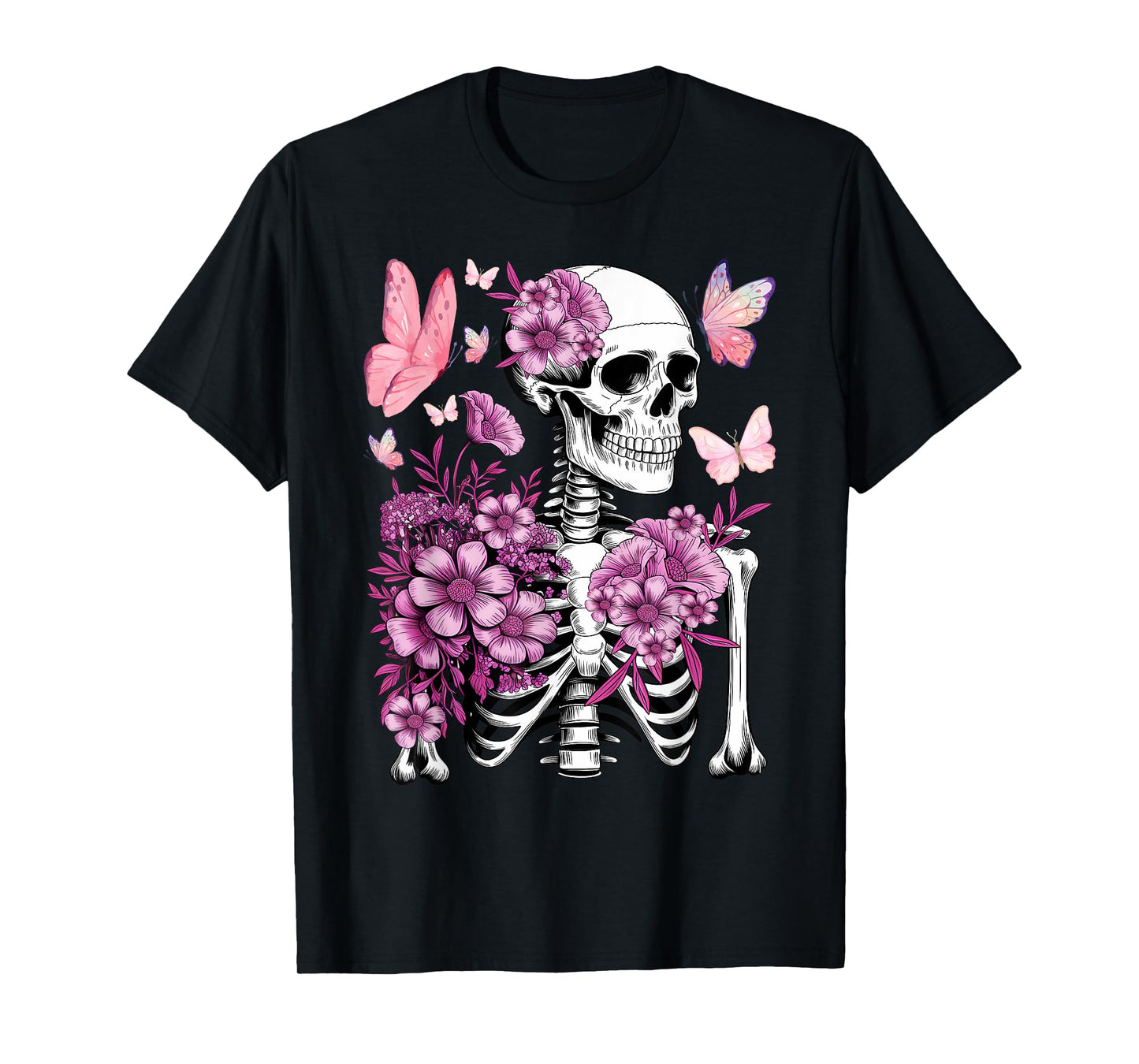 Flower Skeleton Floral Women Men Teenage Girls T-Shirt