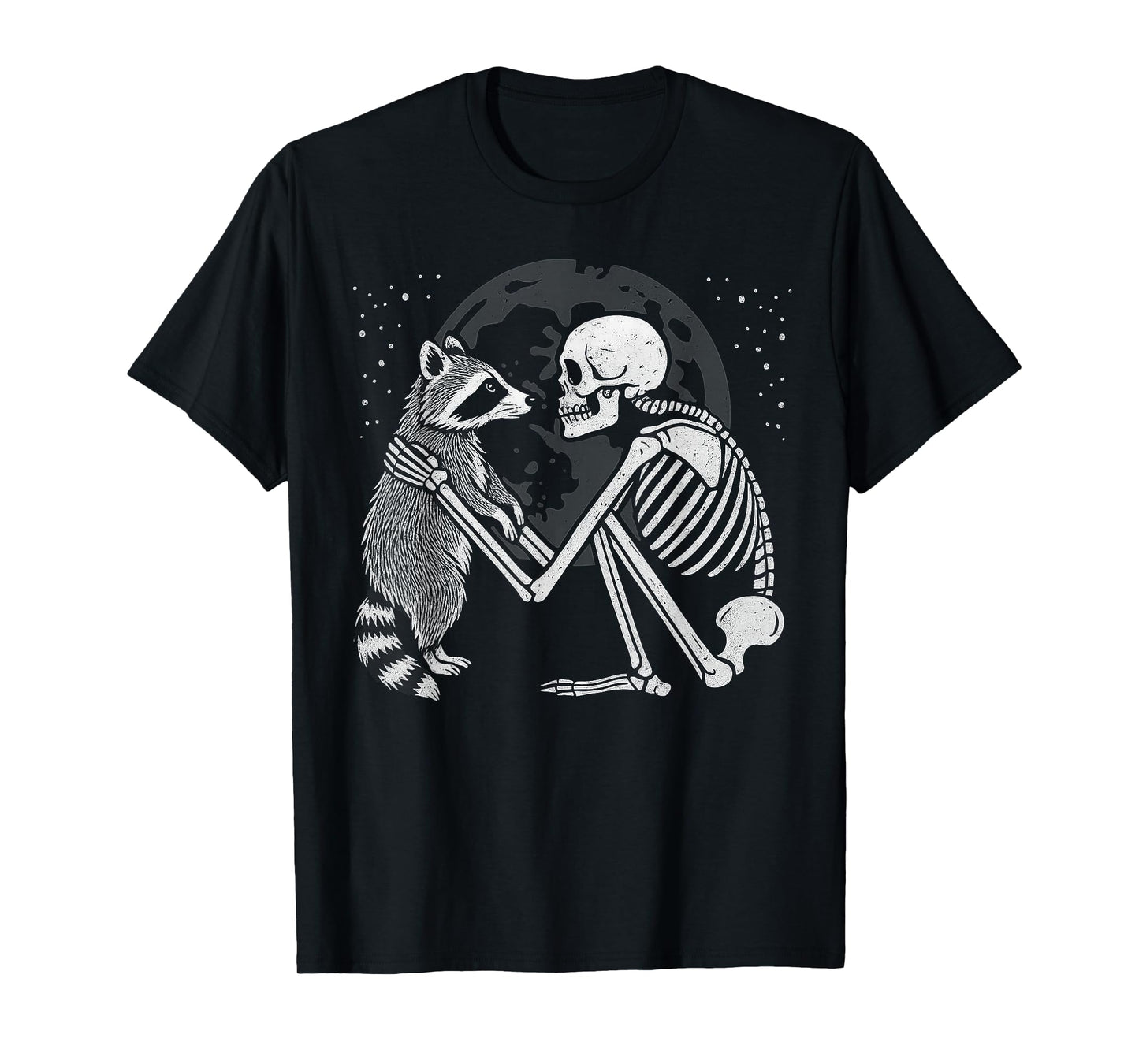 Raccoon Skeleton Moon Halloween Animal Lover T-Shirt